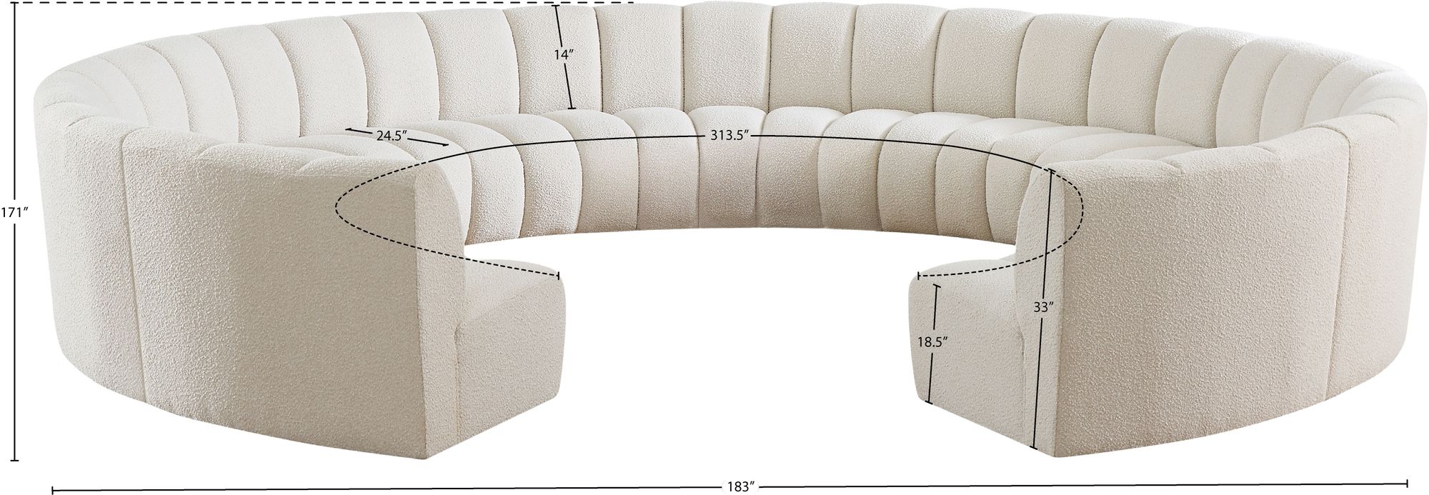 Infinity 183" 11-Piece Boucle Fabric Sectional