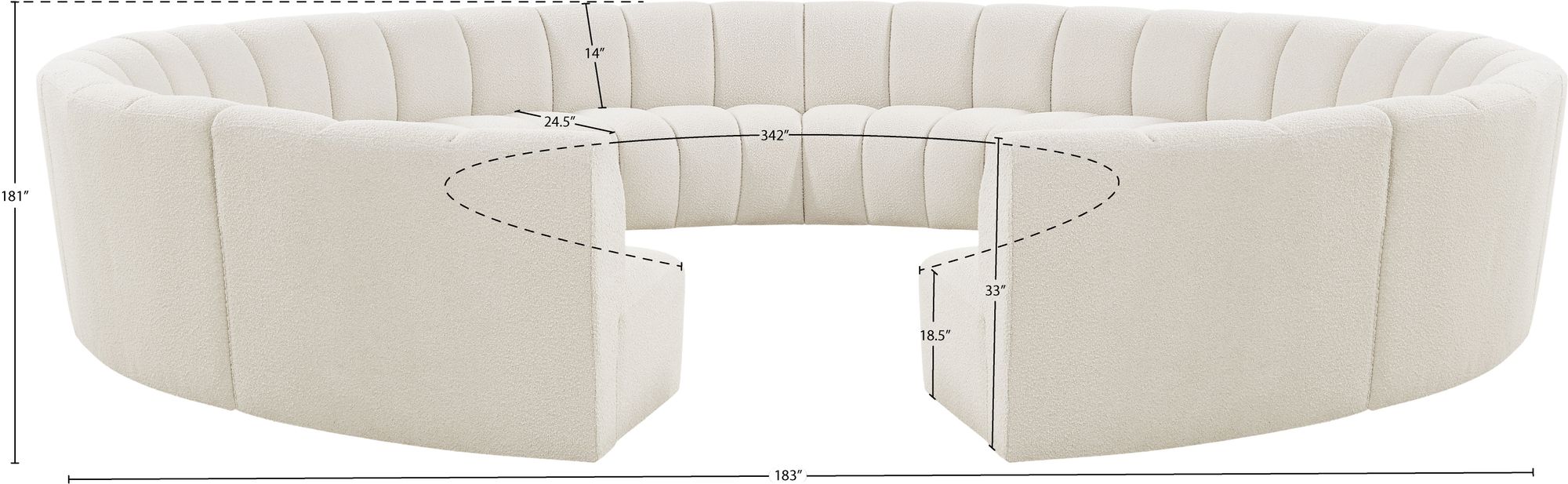 Infinity 183" 12-Piece Boucle Fabric Sectional