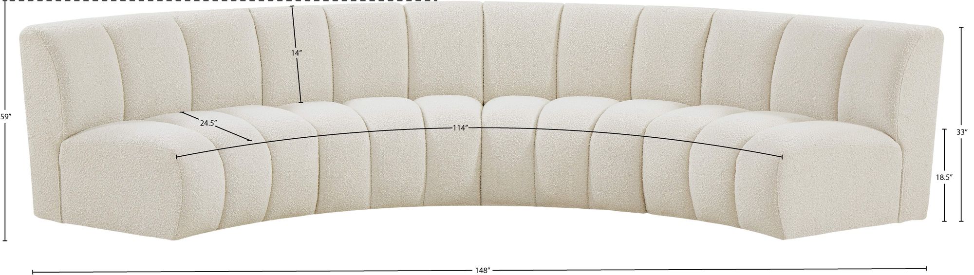 Infinity 148" 4-Piece Boucle Fabric Sectional