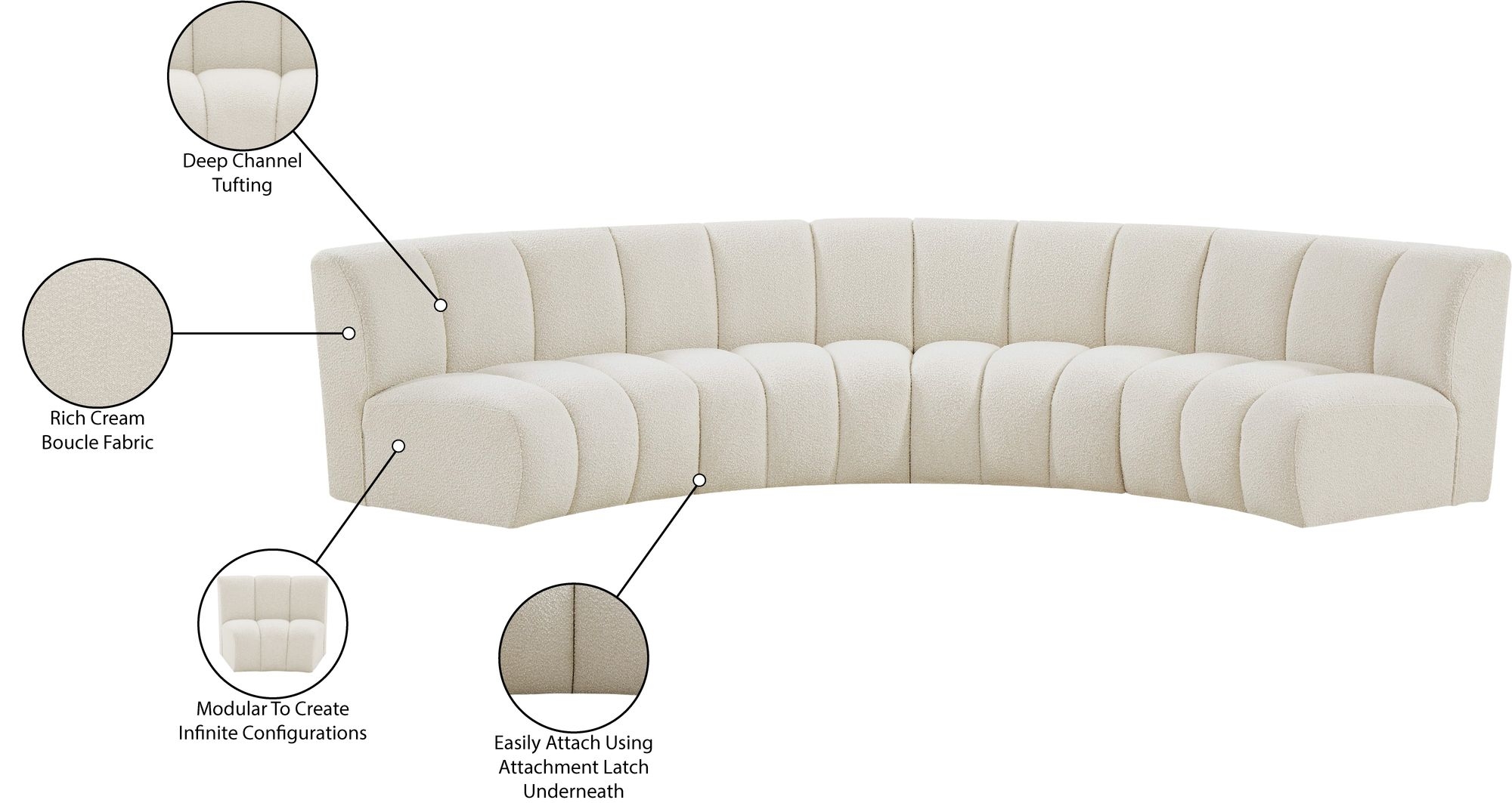 Infinity 148" 4-Piece Velvet Modular Sectional