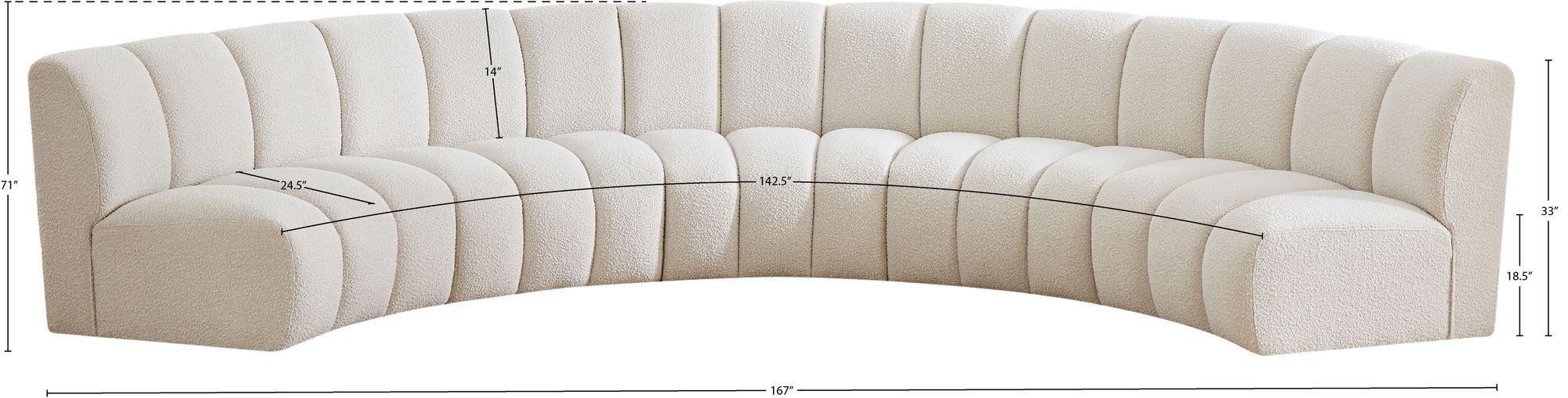 Infinity 167" 5-Piece Boucle Fabric Sectional Sofa