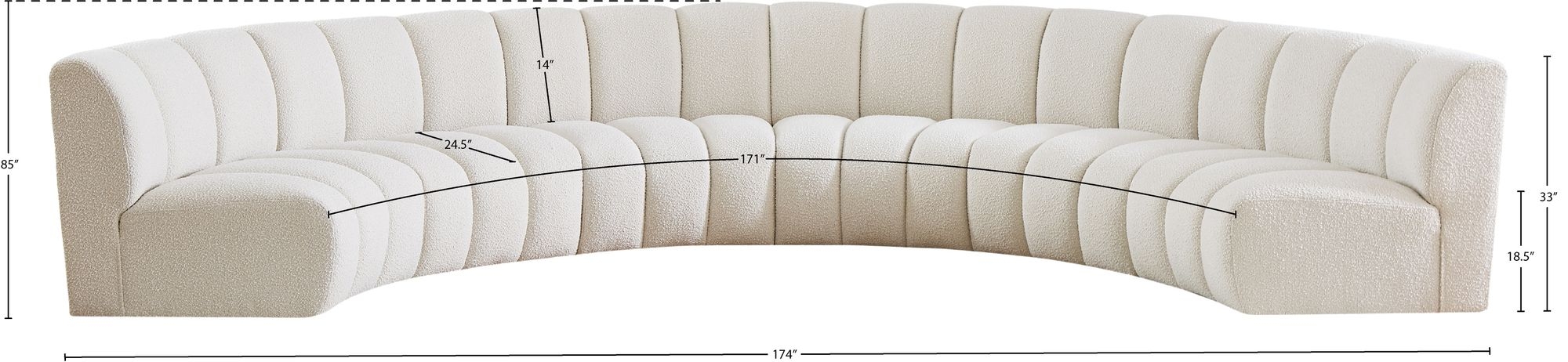 Infinity 174" 6-Piece Boucle Fabric Sectional Sofa