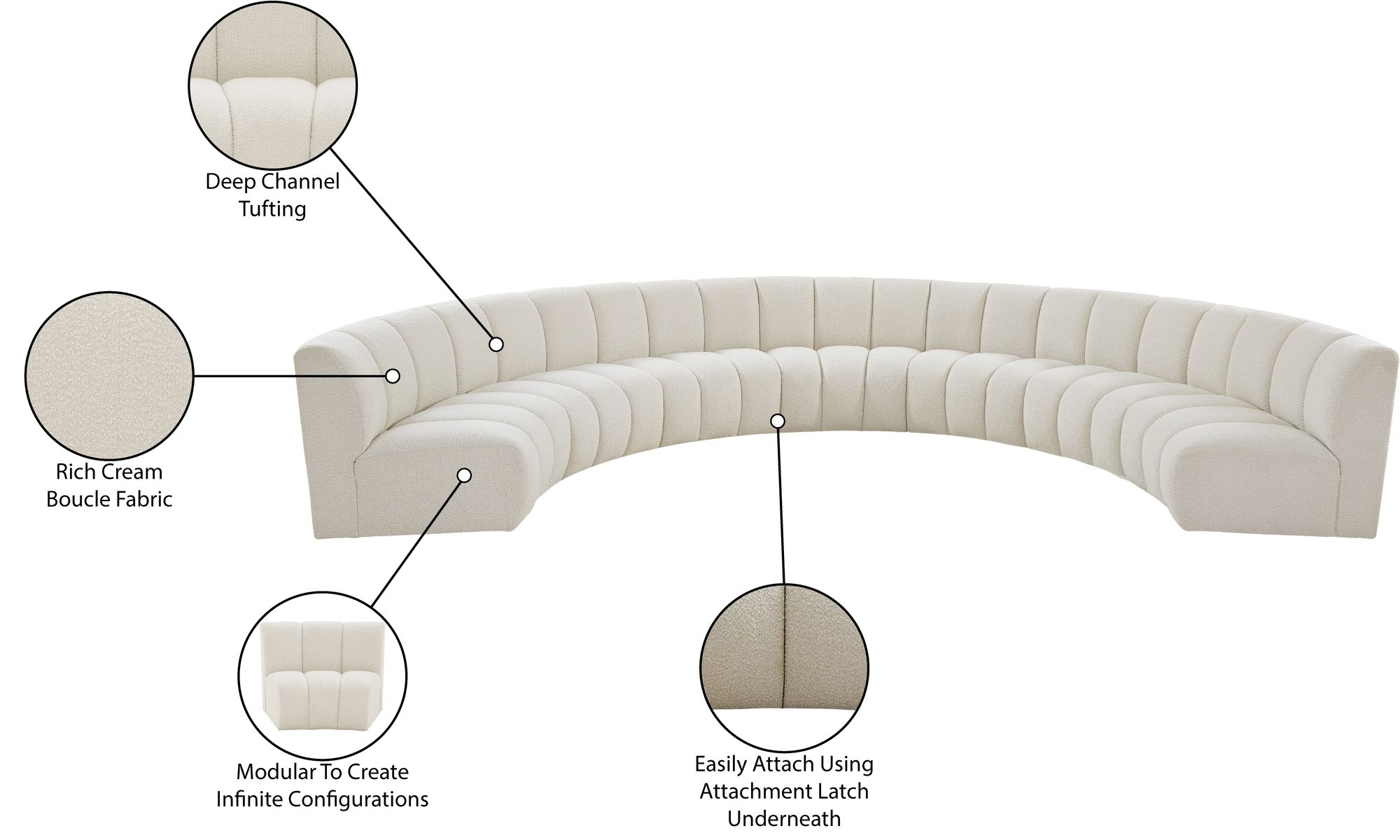 Infinity 183" 7-Piece Boucle Fabric Sectional Sofa