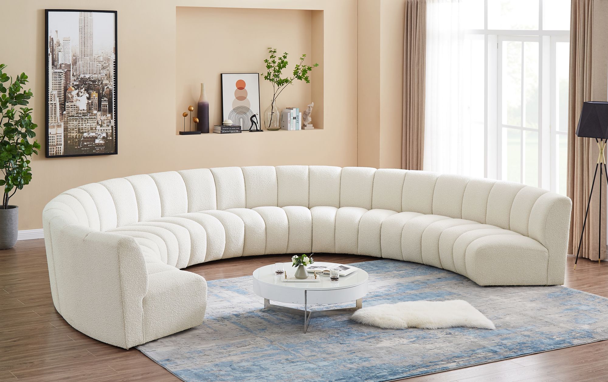 Infinity 183" 8-Piece Boucle Fabric Sectional
