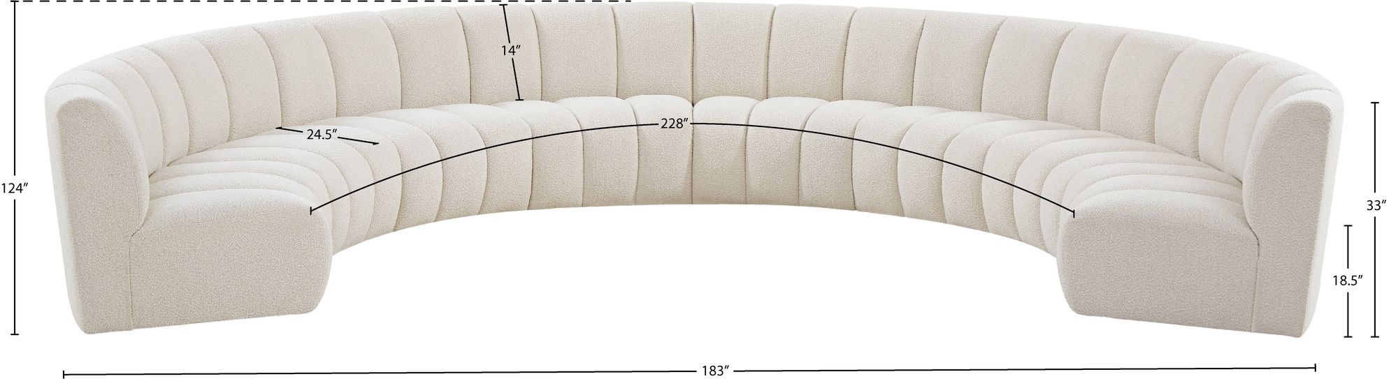 Infinity 183" 8-Piece Boucle Fabric Sectional Sofa