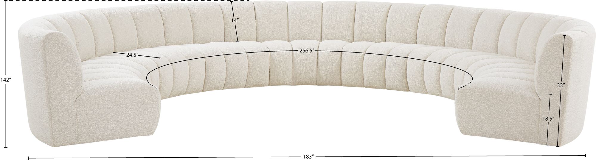 Infinity 183" 9-Piece Boucle Fabric Sectional