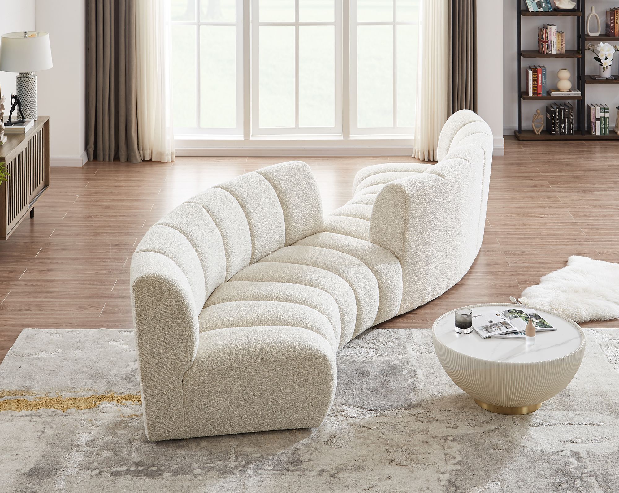 Infinity 154" 4-Piece Boucle Fabric Sectional