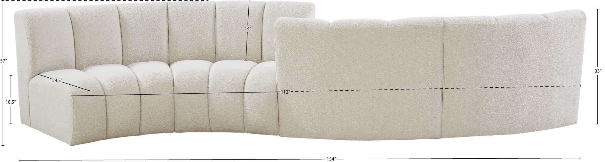 Infinity 154" 4-Piece Boucle Fabric Sectional