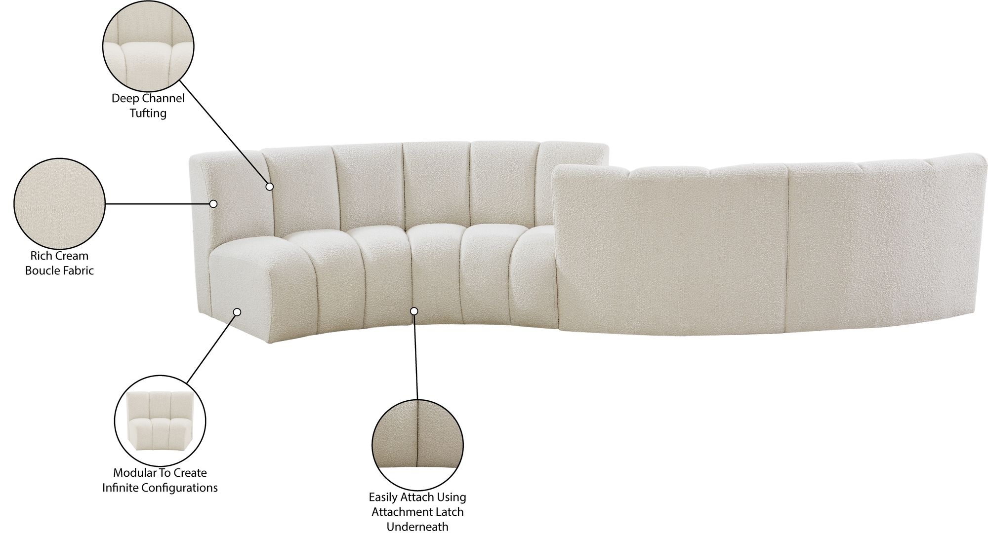 Infinity 154" 4-Piece Boucle Fabric Sectional