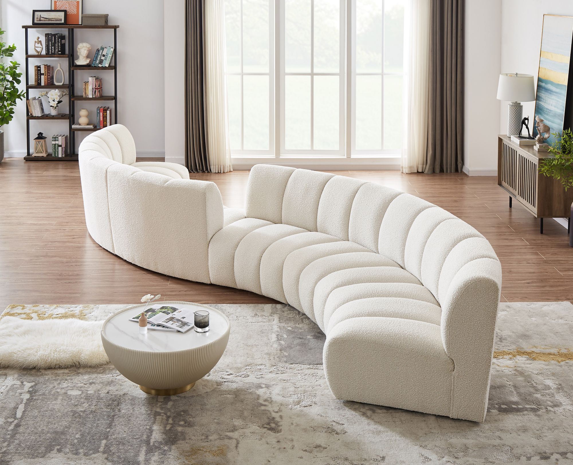 Infinity 217" 6-Piece Boucle Fabric Sectional