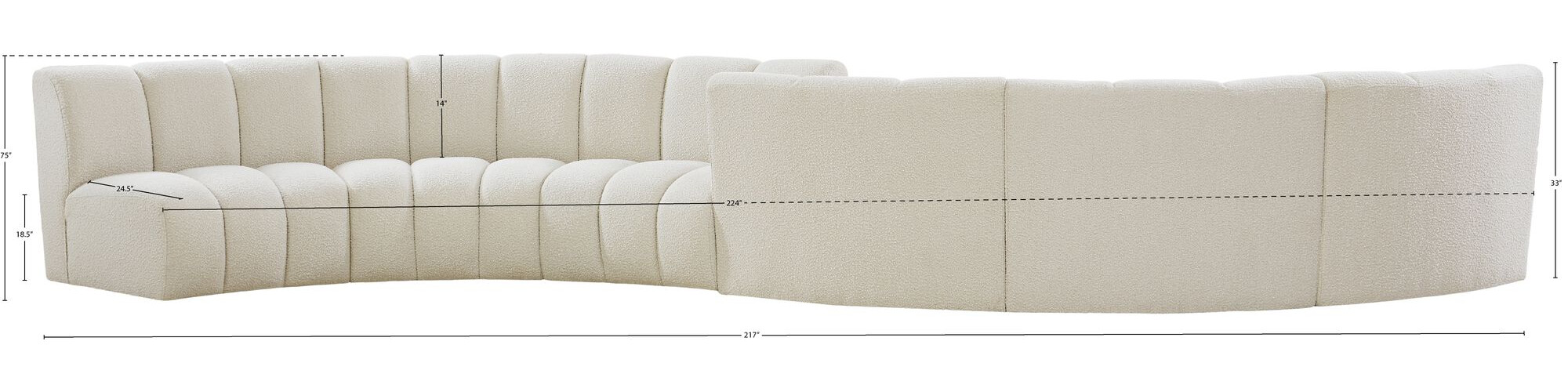 Infinity 217" 6-Piece Boucle Fabric Sectional