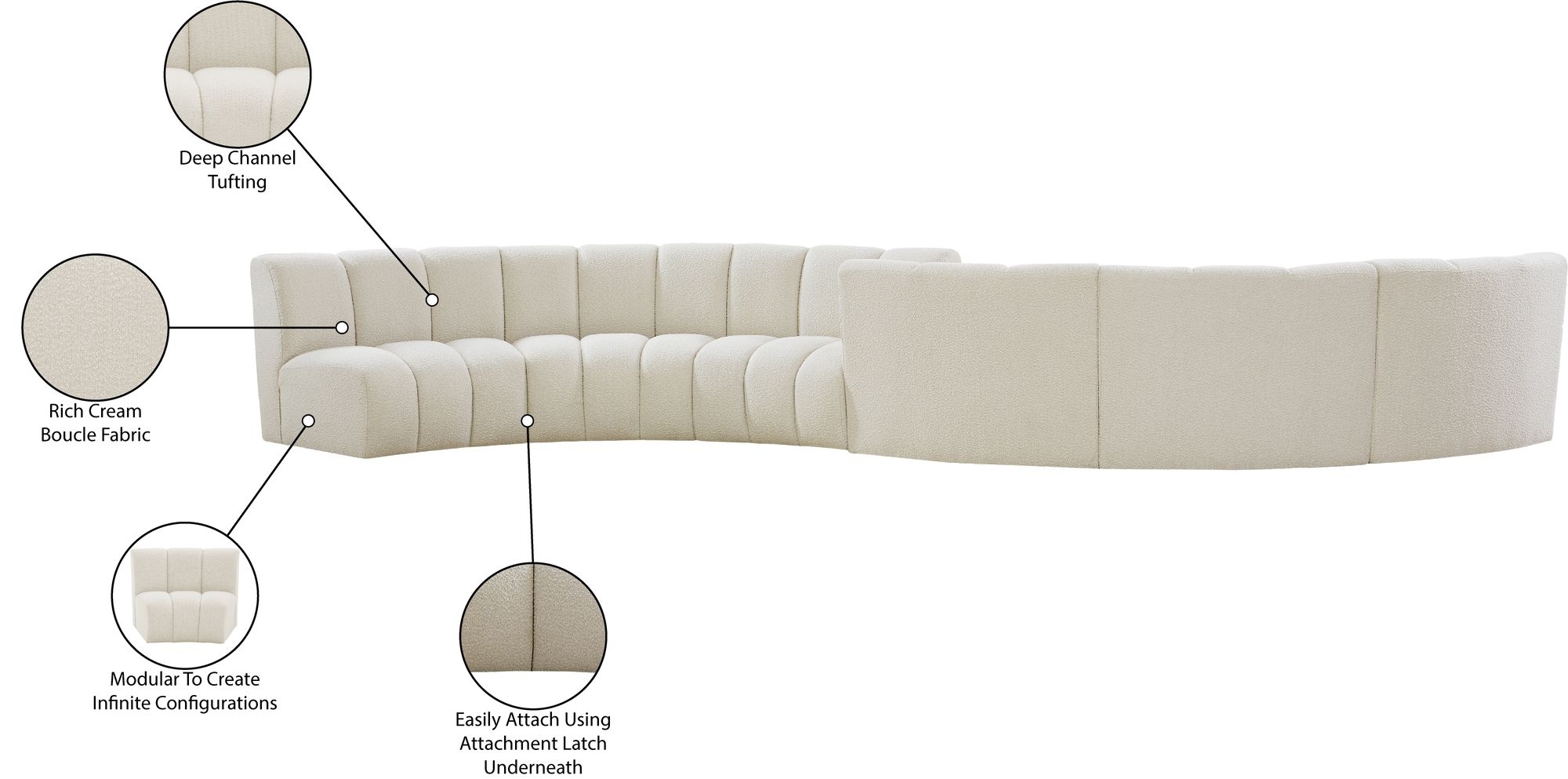 Infinity 217" 6-Piece Boucle Fabric Sectional Sofa
