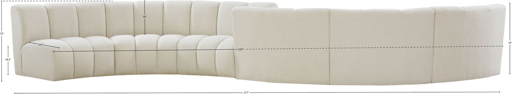 Infinity 217" 6-Piece Boucle Fabric Sectional Sofa