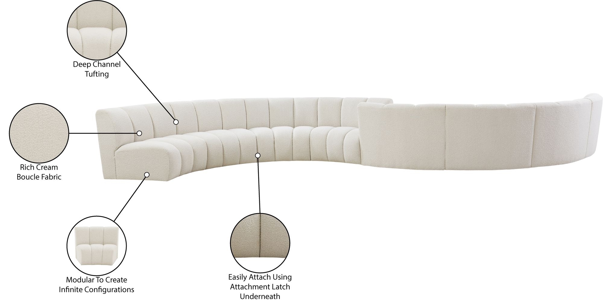 Infinity 268" 8-Piece Boucle Fabric Sectional Sofa