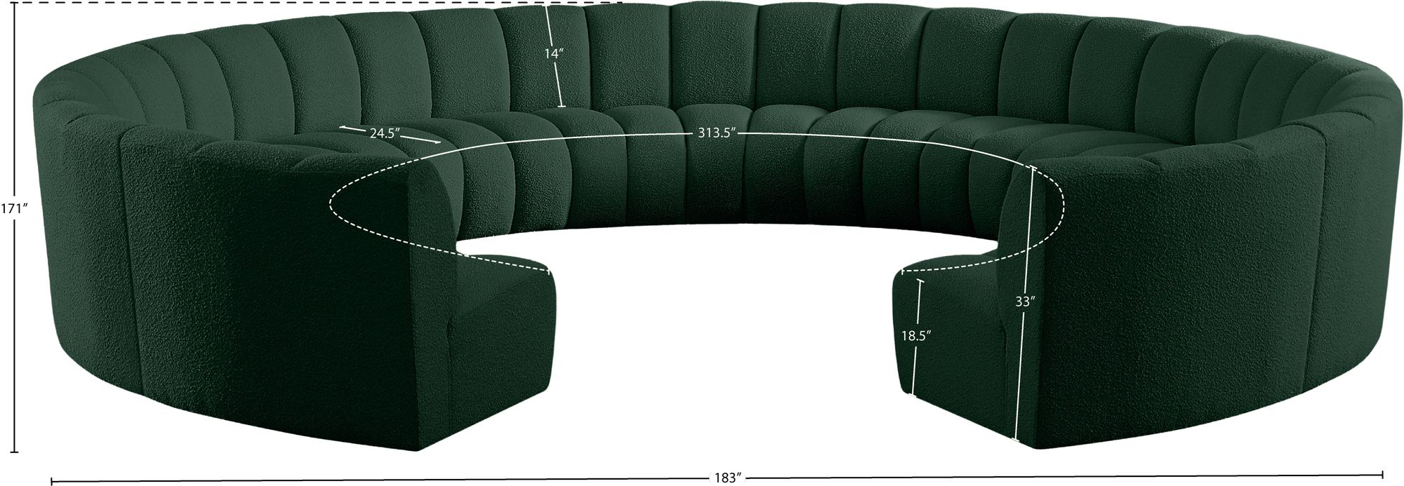 Infinity 183" 11-Piece Boucle Fabric Sectional