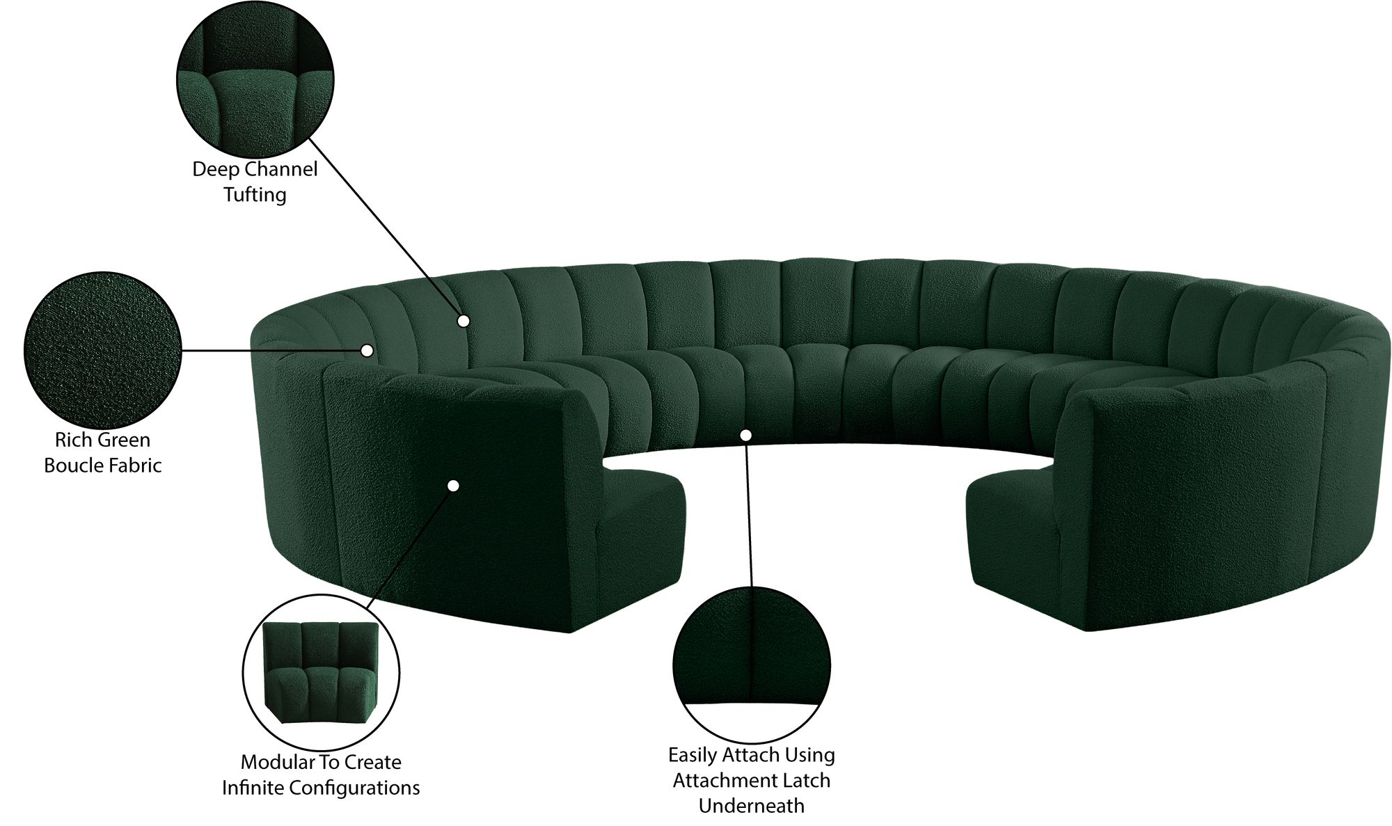Infinity 183" 11-Piece Boucle Fabric Sectional