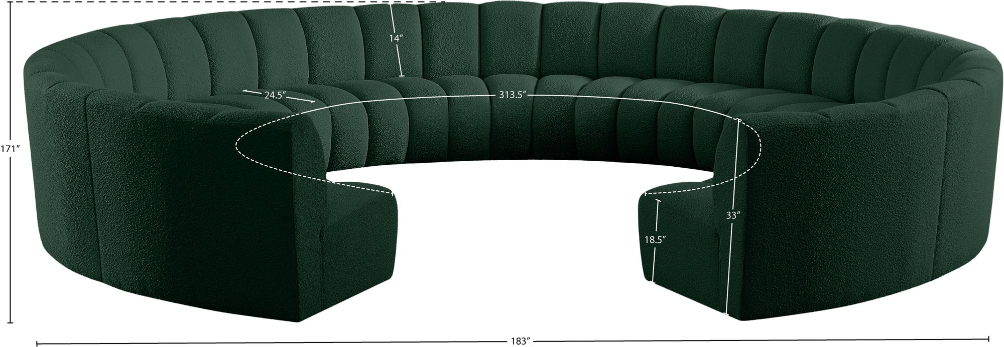 Infinity 183" 11-Piece Boucle Fabric Sectional Sofa