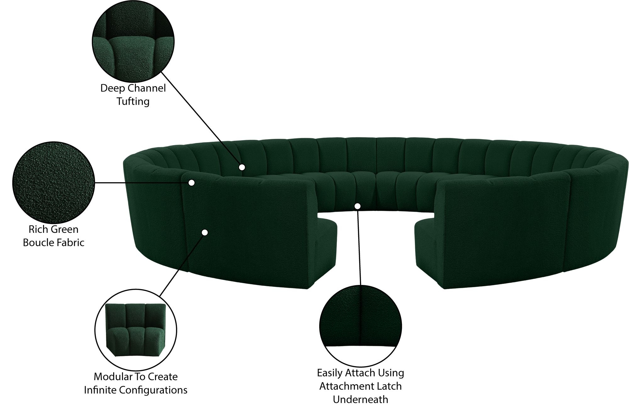 Infinity 183" 12-Piece Boucle Fabric Sectional Sofa