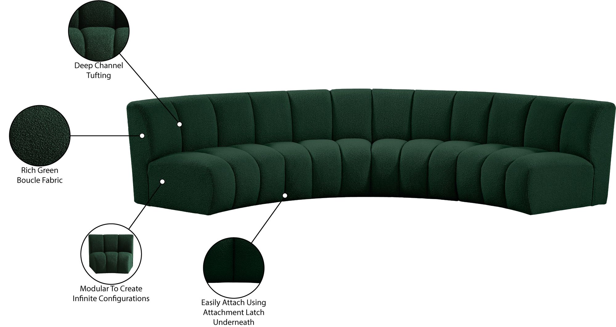Infinity 148" 4-Piece Boucle Fabric Sectional