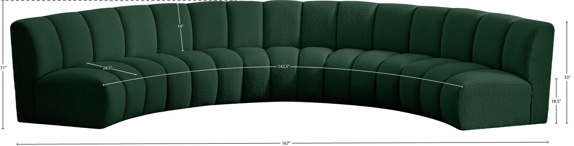 Infinity 167" 5-Piece Boucle Fabric Sectional