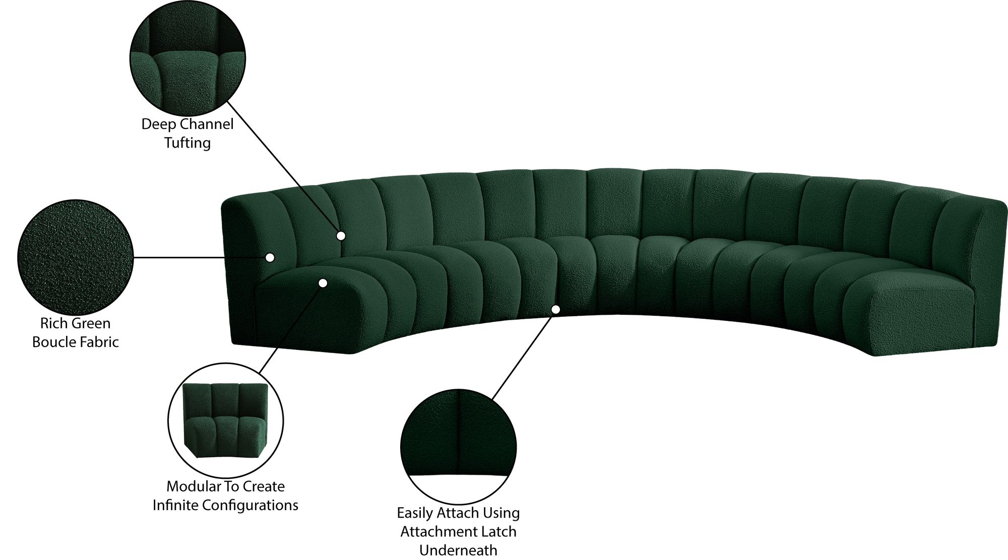 Infinity 167" 5-Piece Boucle Fabric Sectional Sofa