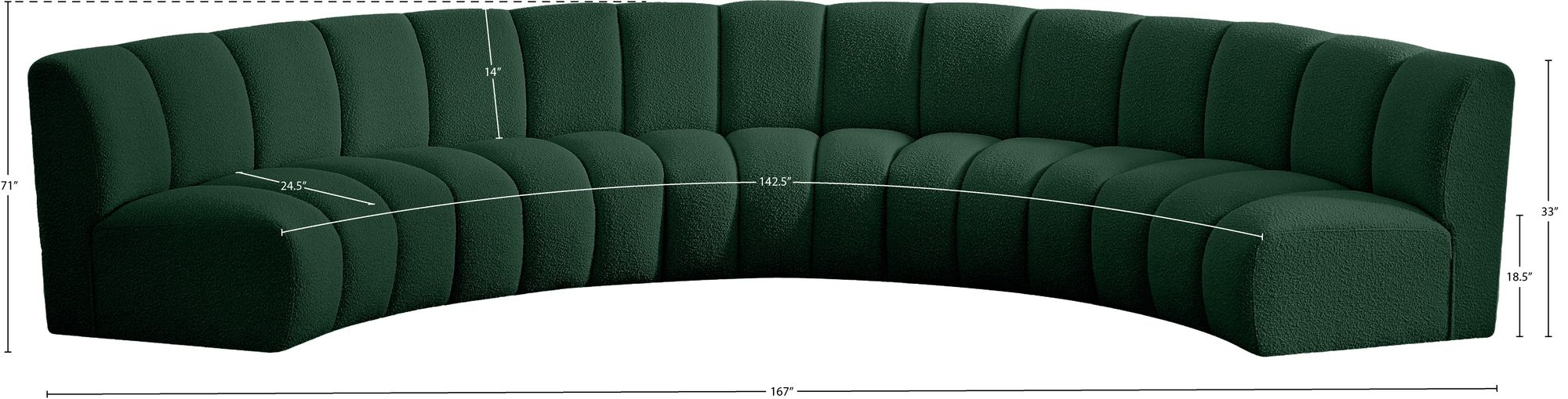 Infinity 167" 5-Piece Boucle Fabric Sectional Sofa