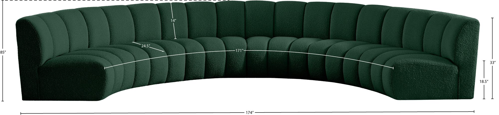 Infinity 174" 6-Piece Boucle Fabric Sectional