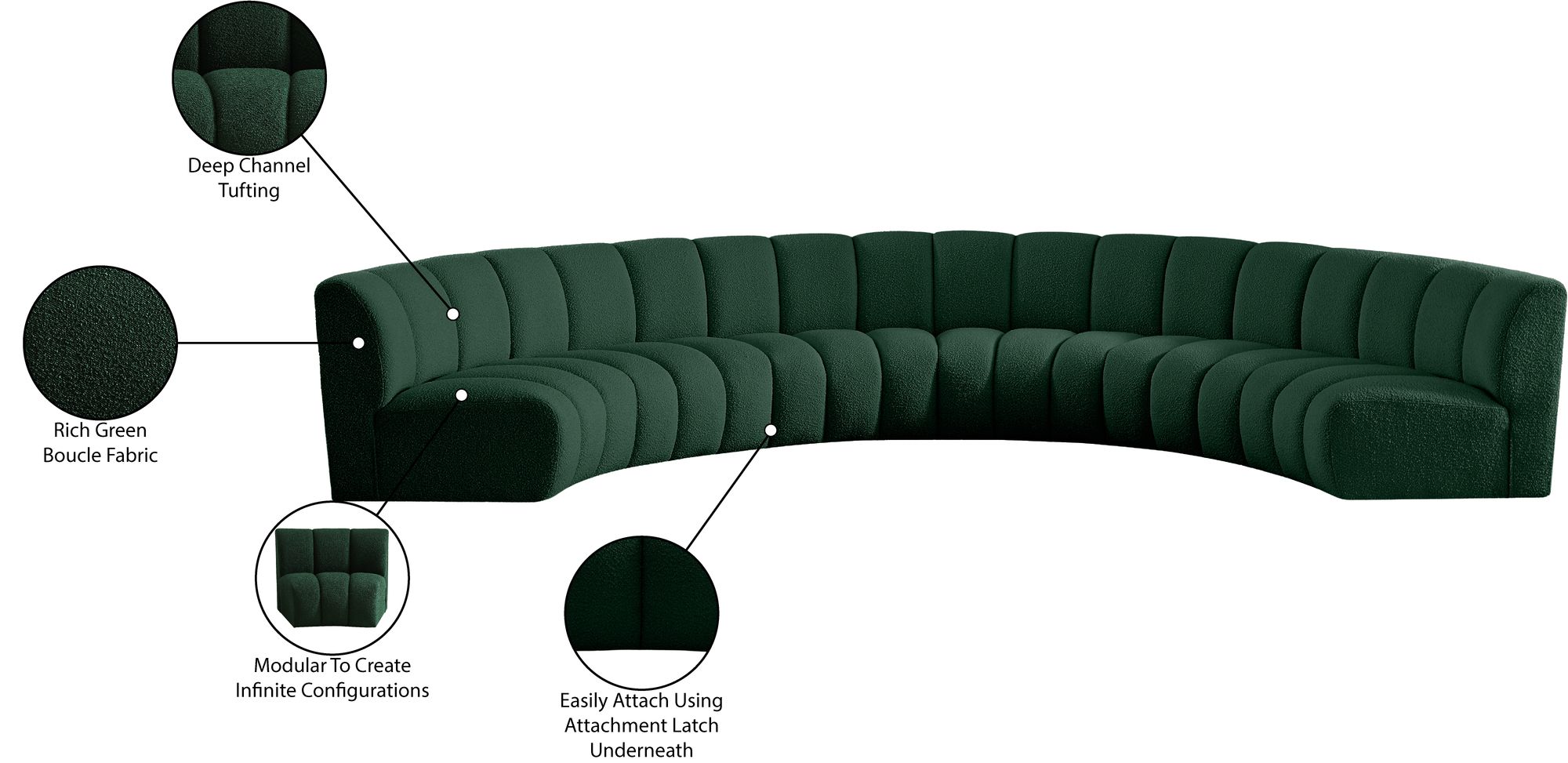 Infinity 174" 6-Piece Boucle Fabric Sectional