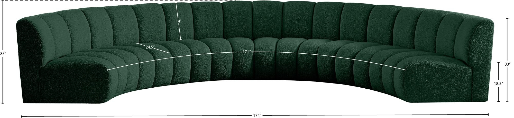 Infinity 174" 6-Piece Boucle Fabric Sectional Sofa