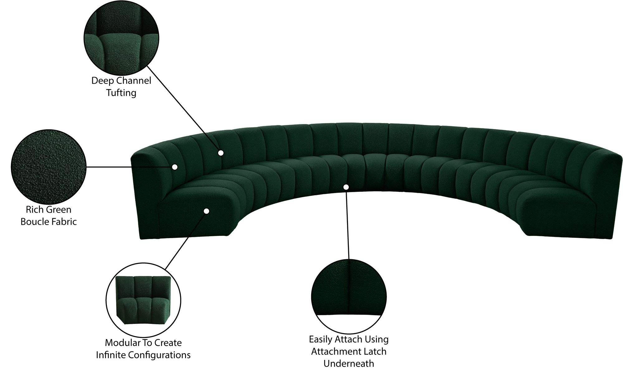 Infinity 183" 7-Piece Boucle Fabric Sectional Sofa