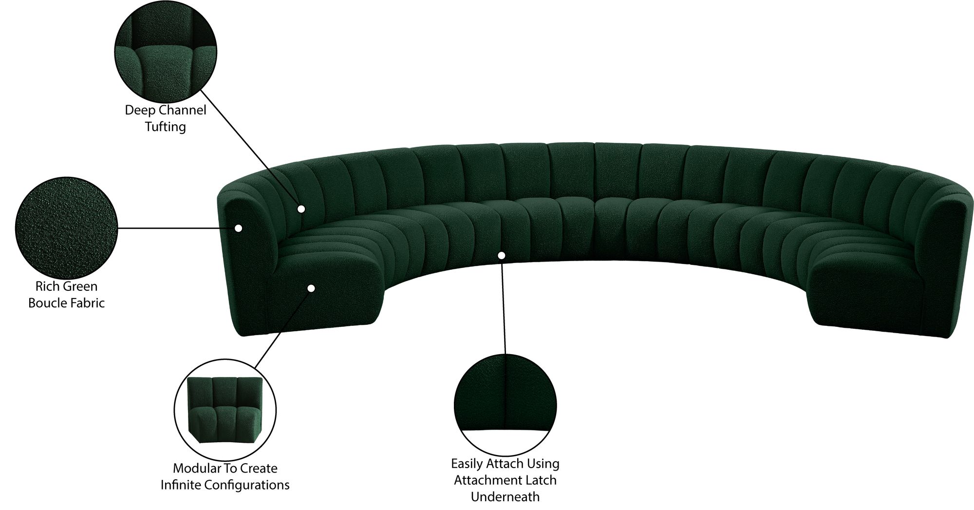Infinity 183" 8-Piece Boucle Fabric Sectional