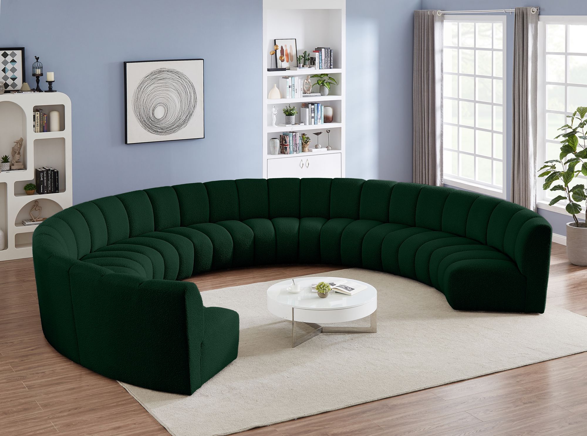 Infinity 183" 9-Piece Boucle Fabric Sectional