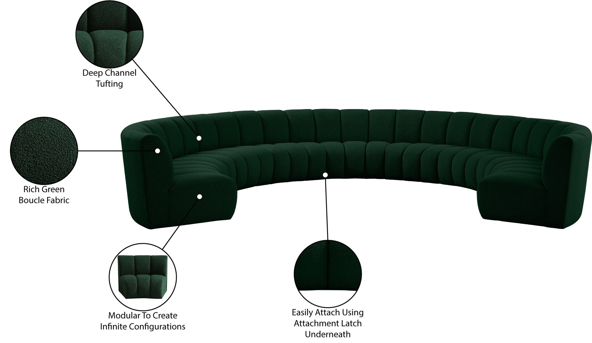 Infinity 183" 9-Piece Boucle Fabric Sectional