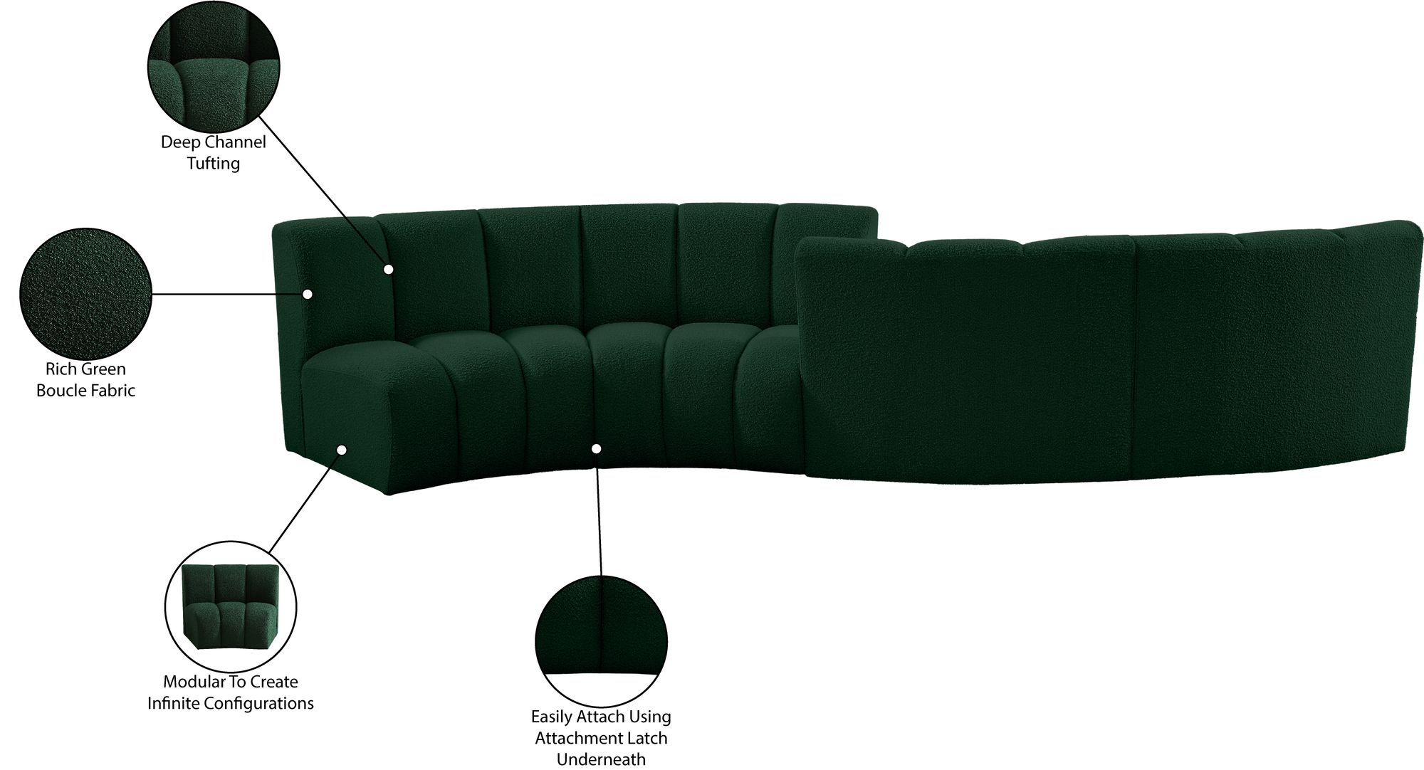 Infinity 154" 4-Piece Boucle Fabric Sectional