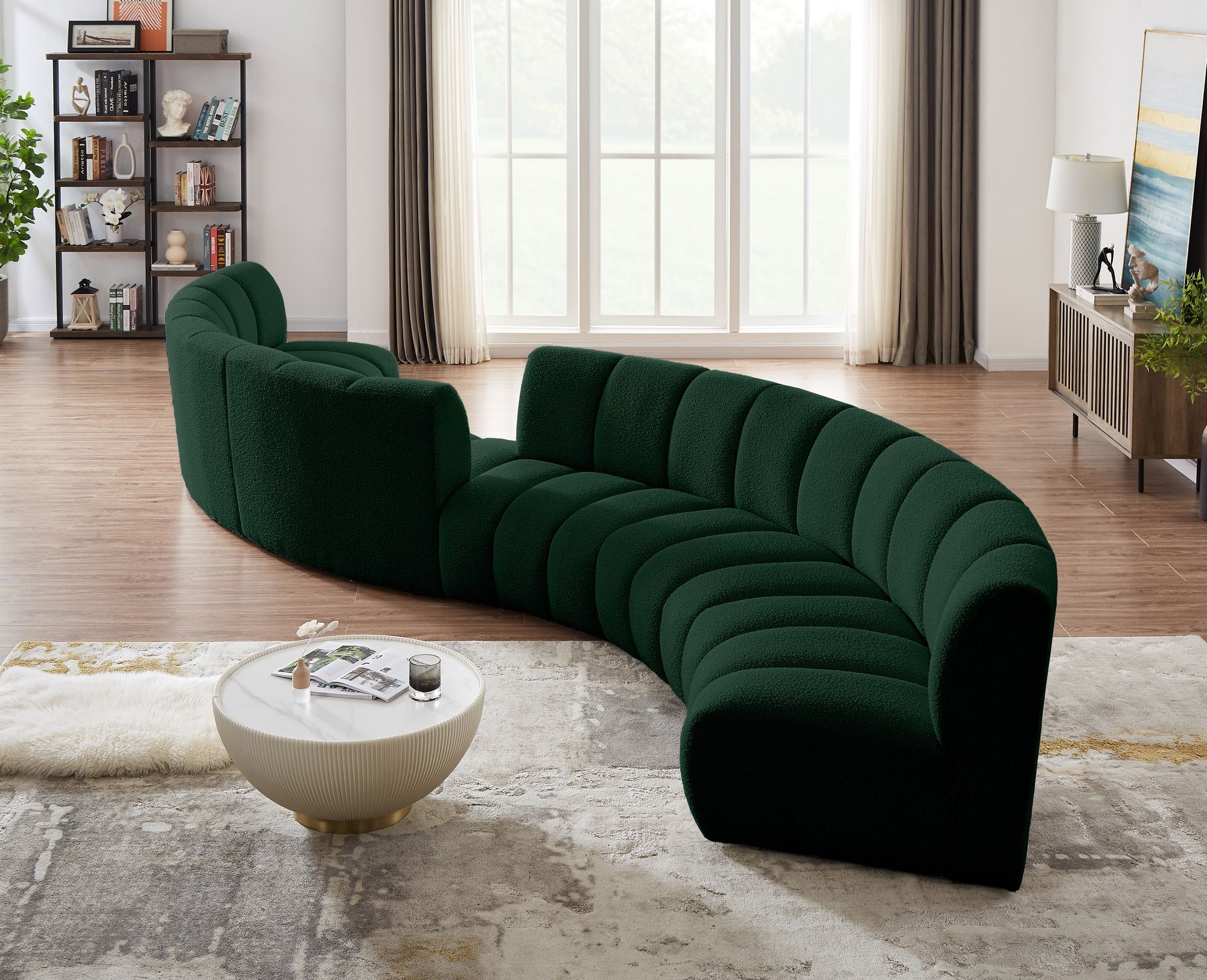 Infinity 217" 6-Piece Boucle Fabric Sectional Sofa