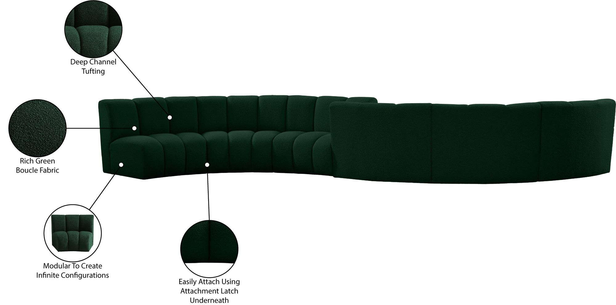 Infinity 217" 6-Piece Boucle Fabric Sectional