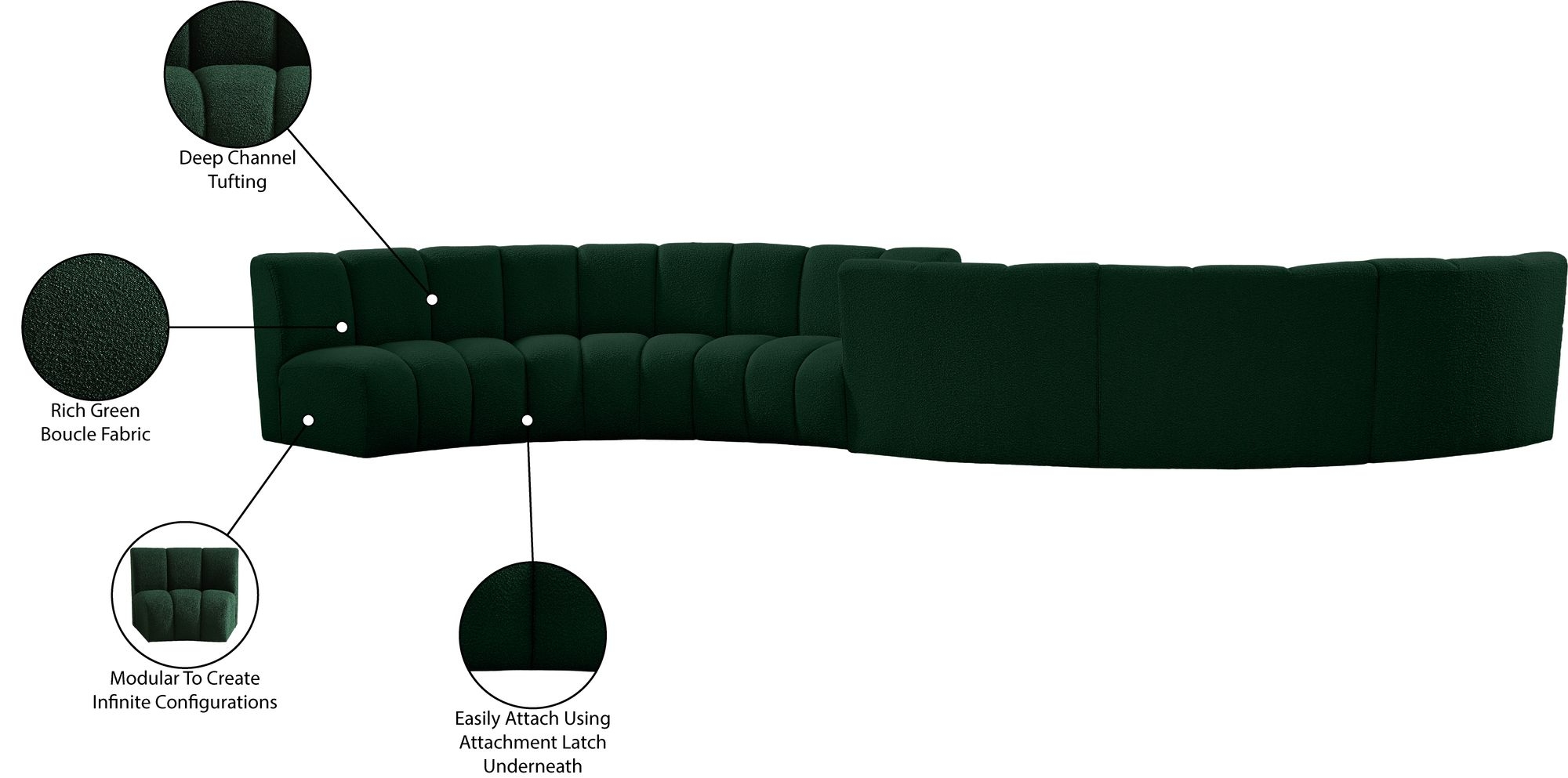 Infinity 217" 6-Piece Boucle Fabric Sectional Sofa