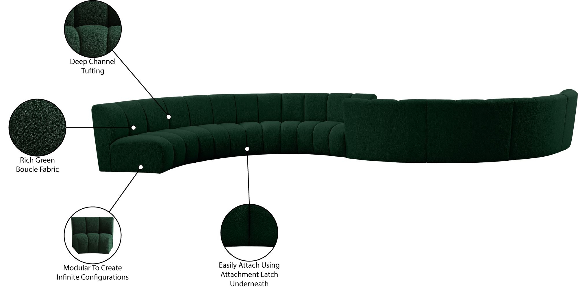 Infinity 268" 8-Piece Boucle Fabric Sectional Sofa