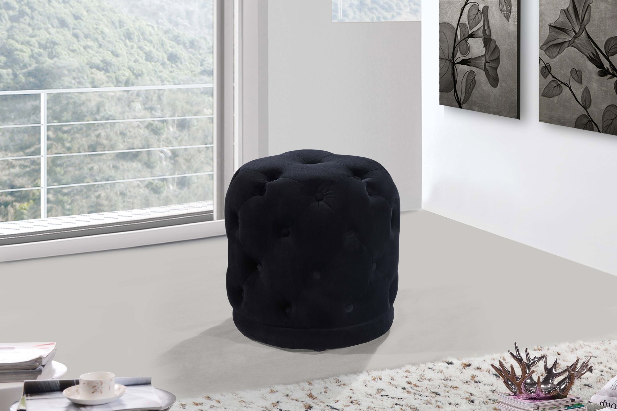 Harper Velvet Ottoman/Stool