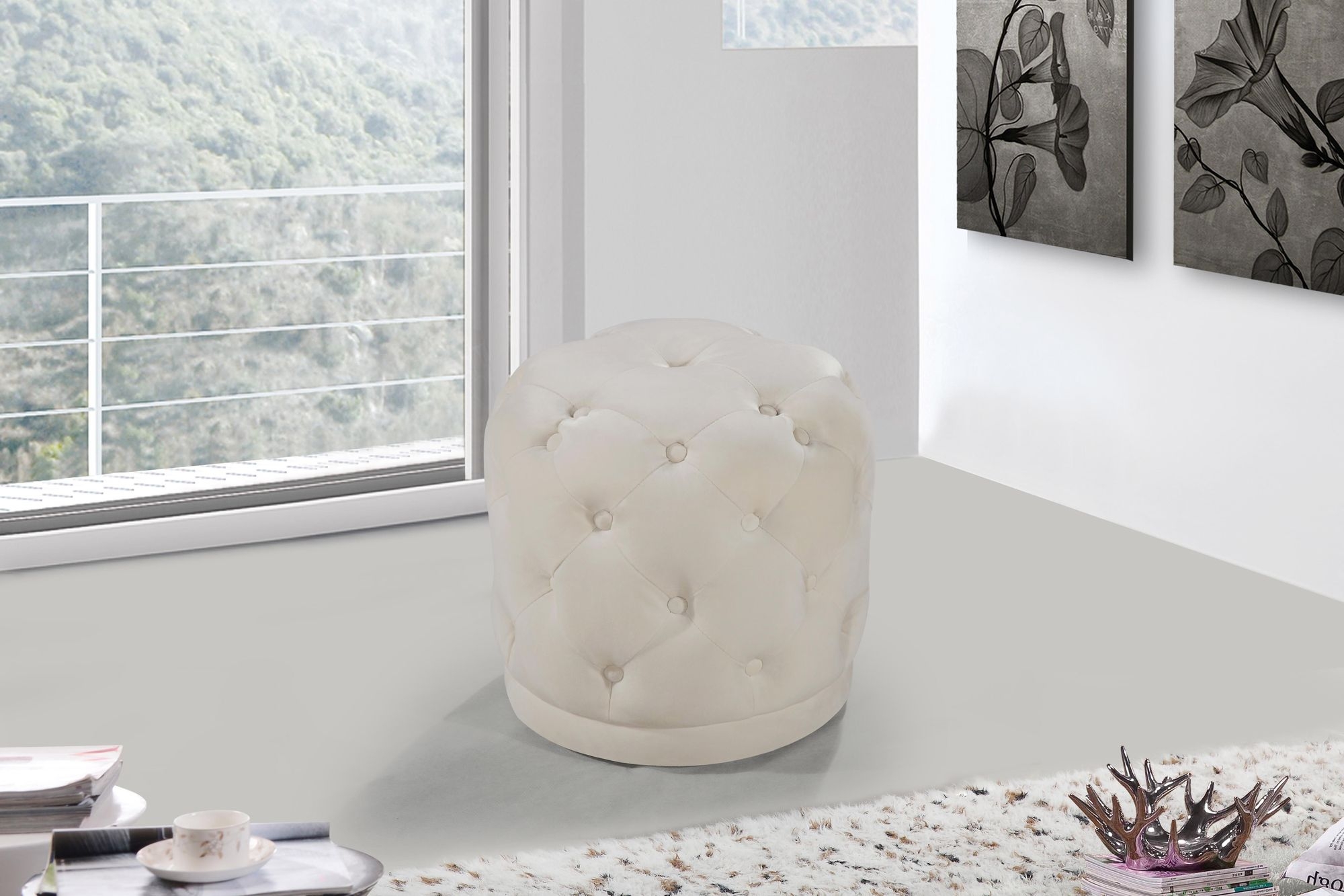Harper Velvet Ottoman/Stool