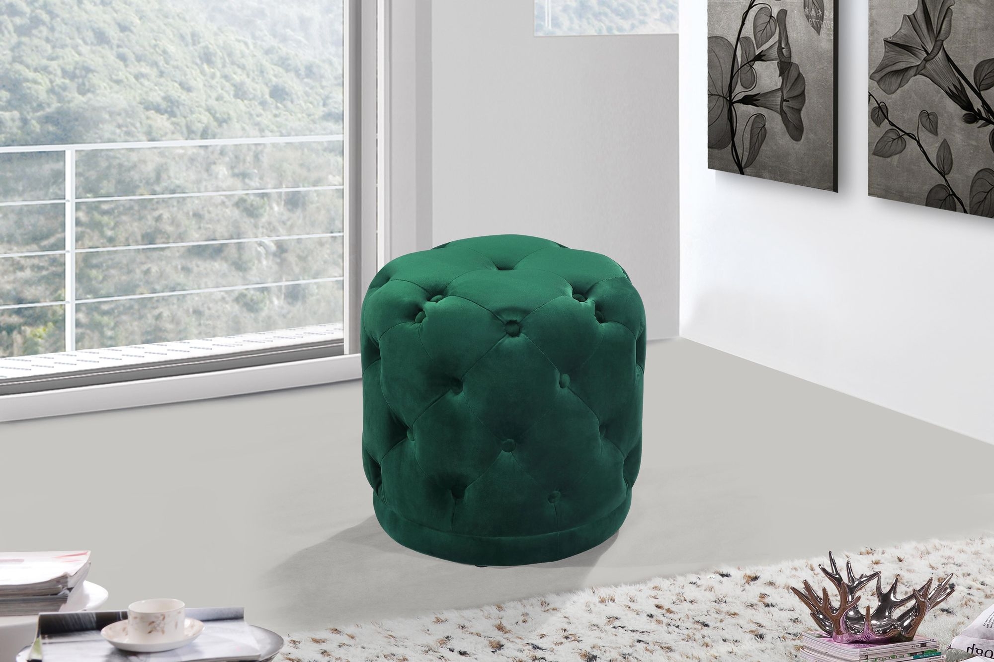 Harper Velvet Ottoman/Stool