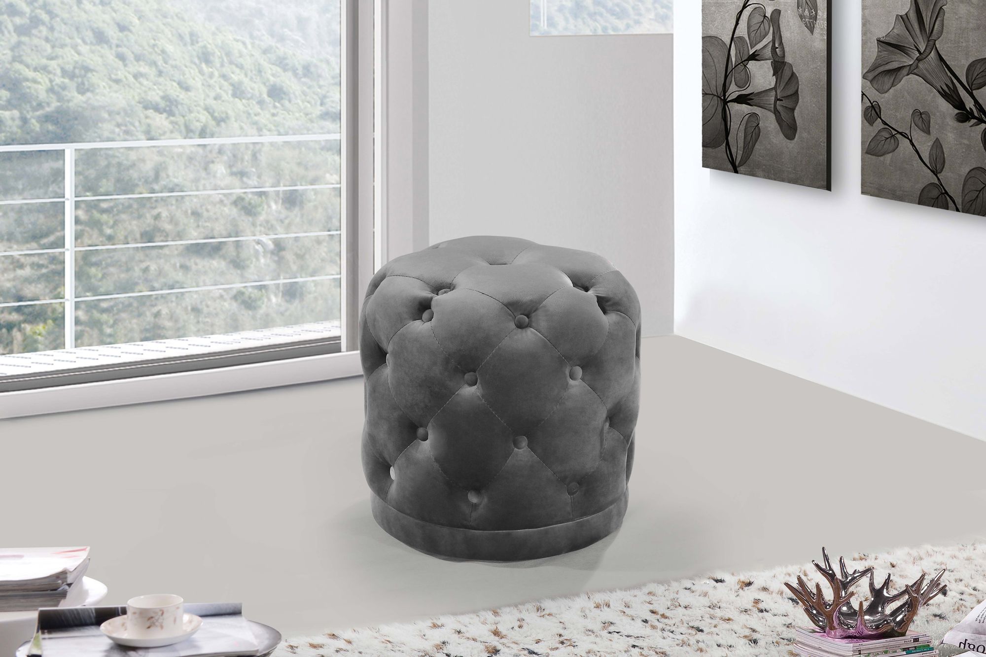 Harper Velvet Ottoman/Stool
