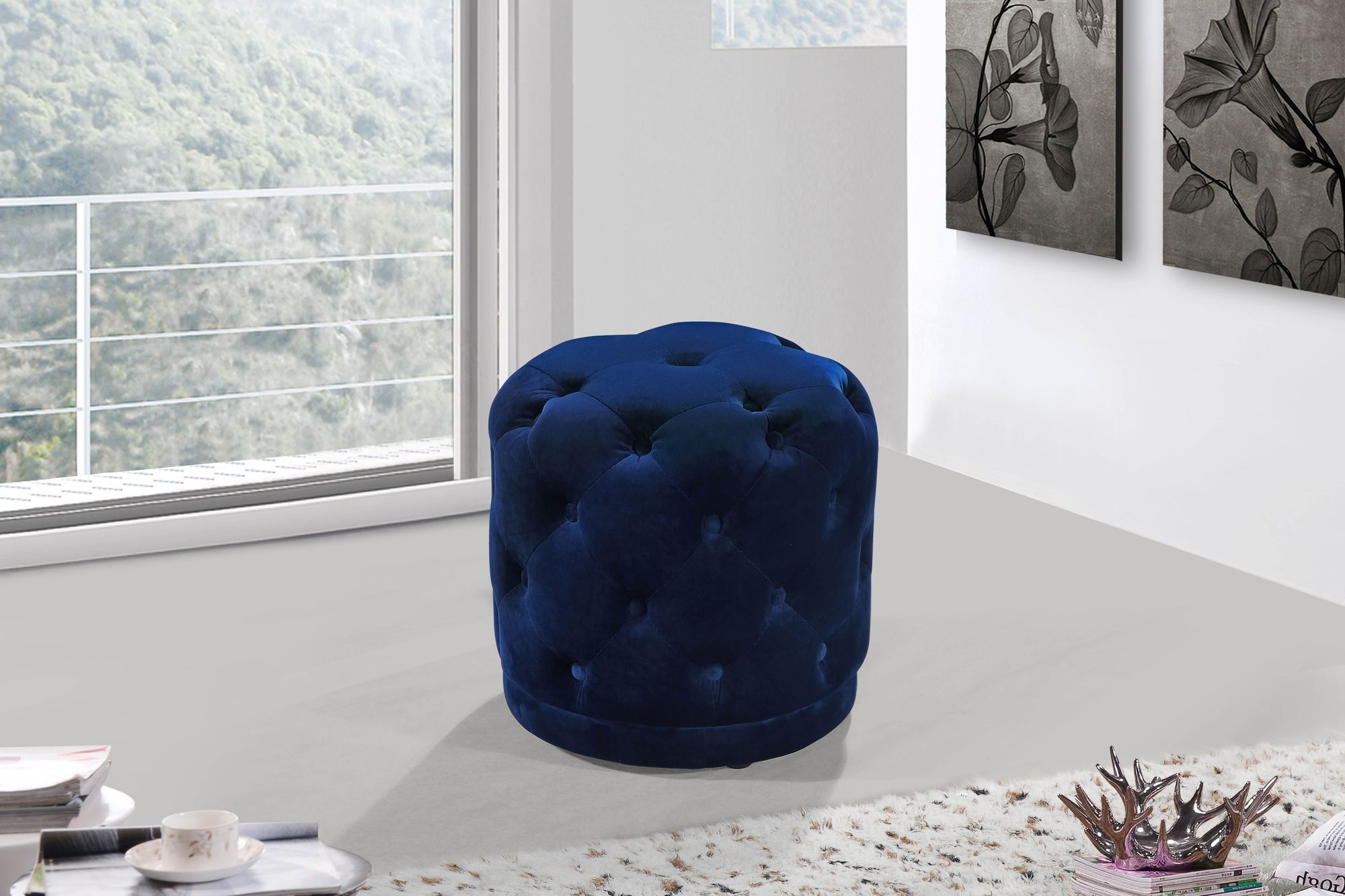Harper Velvet Ottoman/Stool