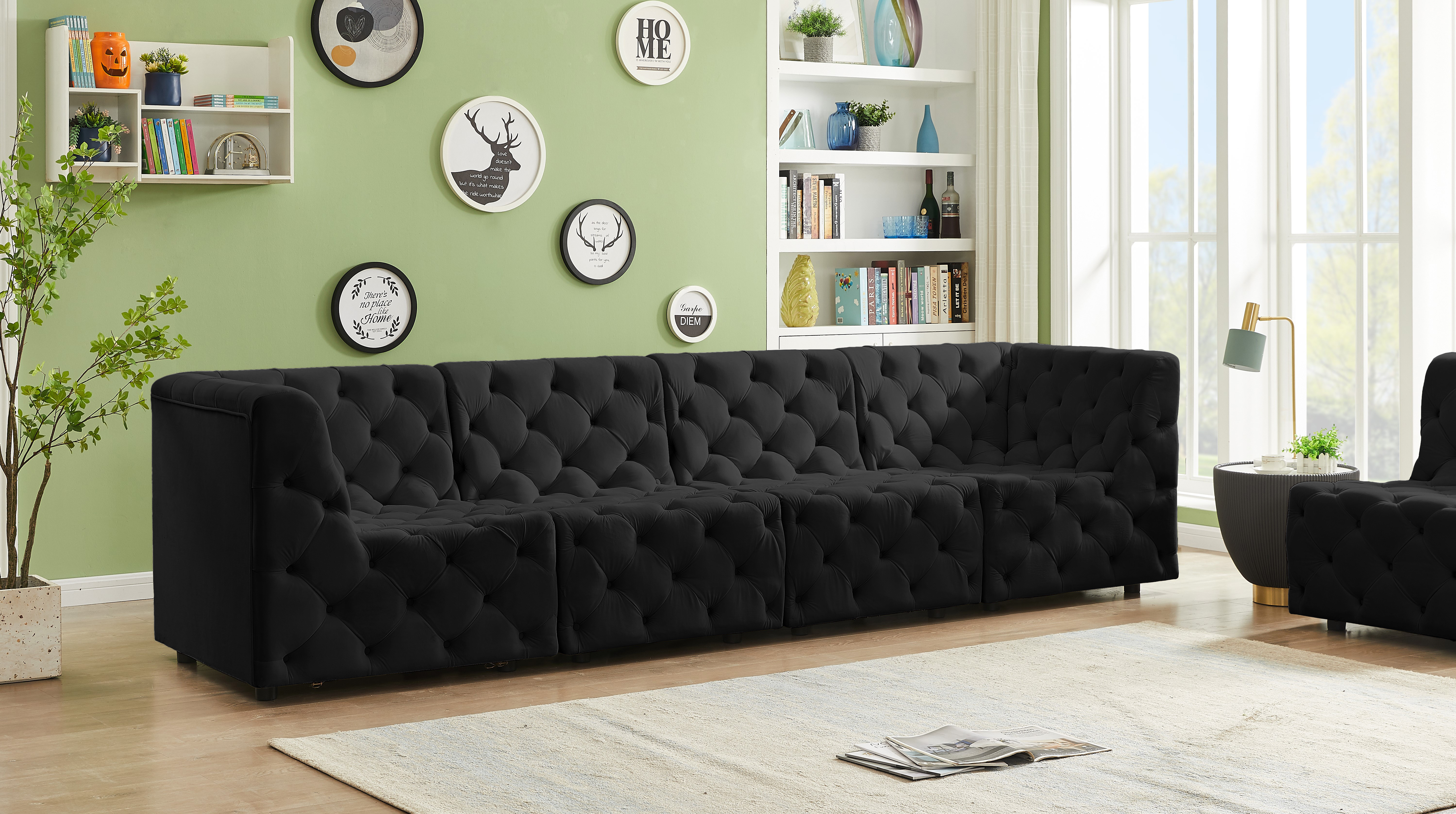 Tuft 128" Velvet Modular Sofa