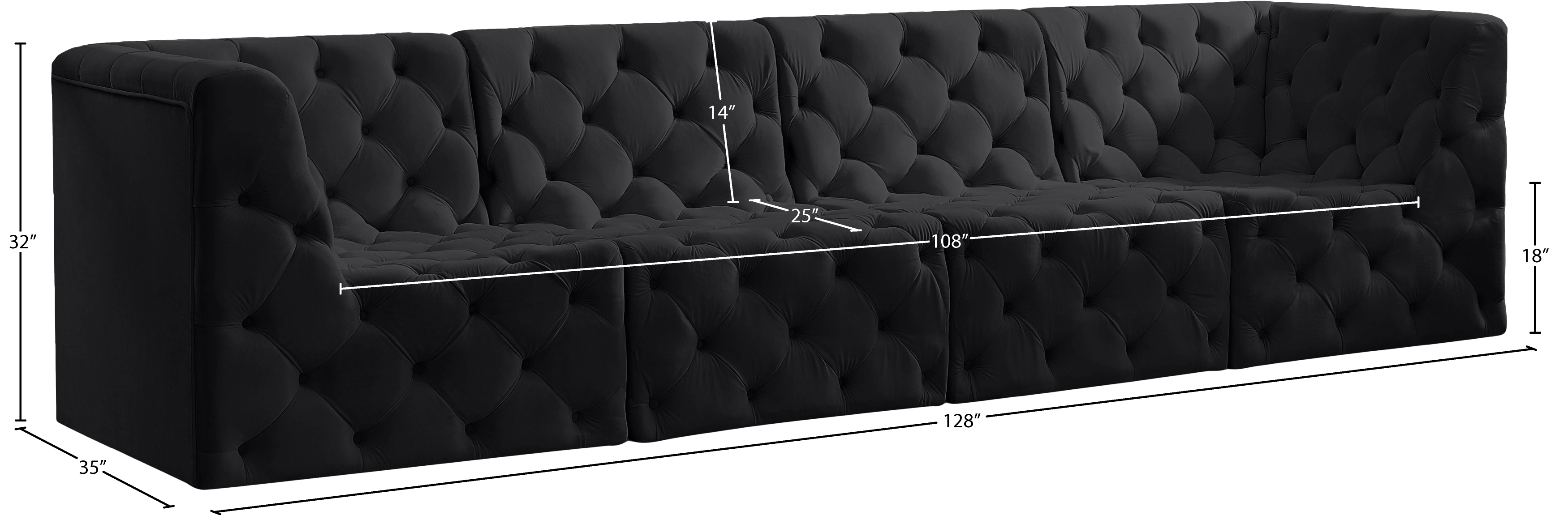 Tuft 128" Velvet Modular Sofa