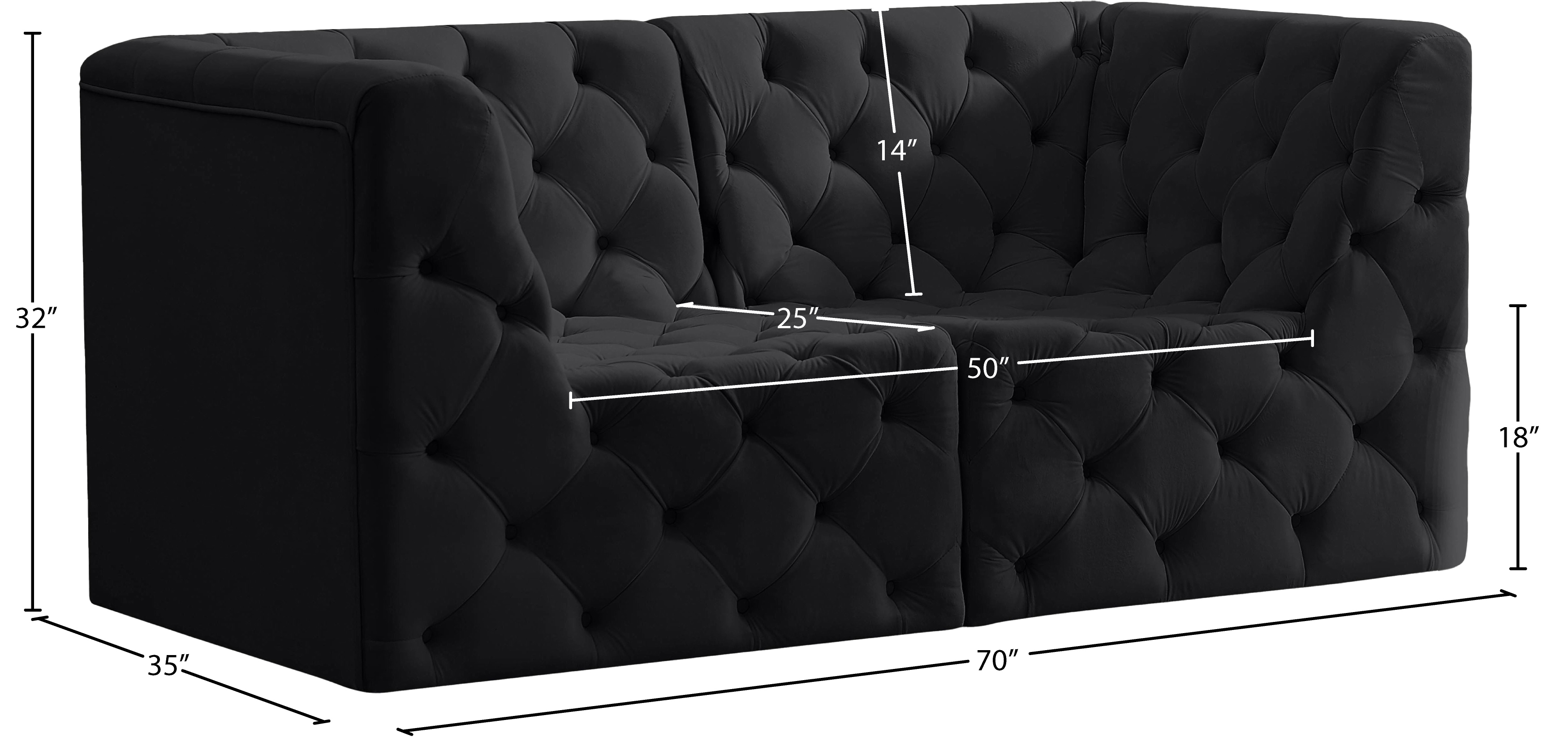 Tuft 70" Velvet Modular Sofa