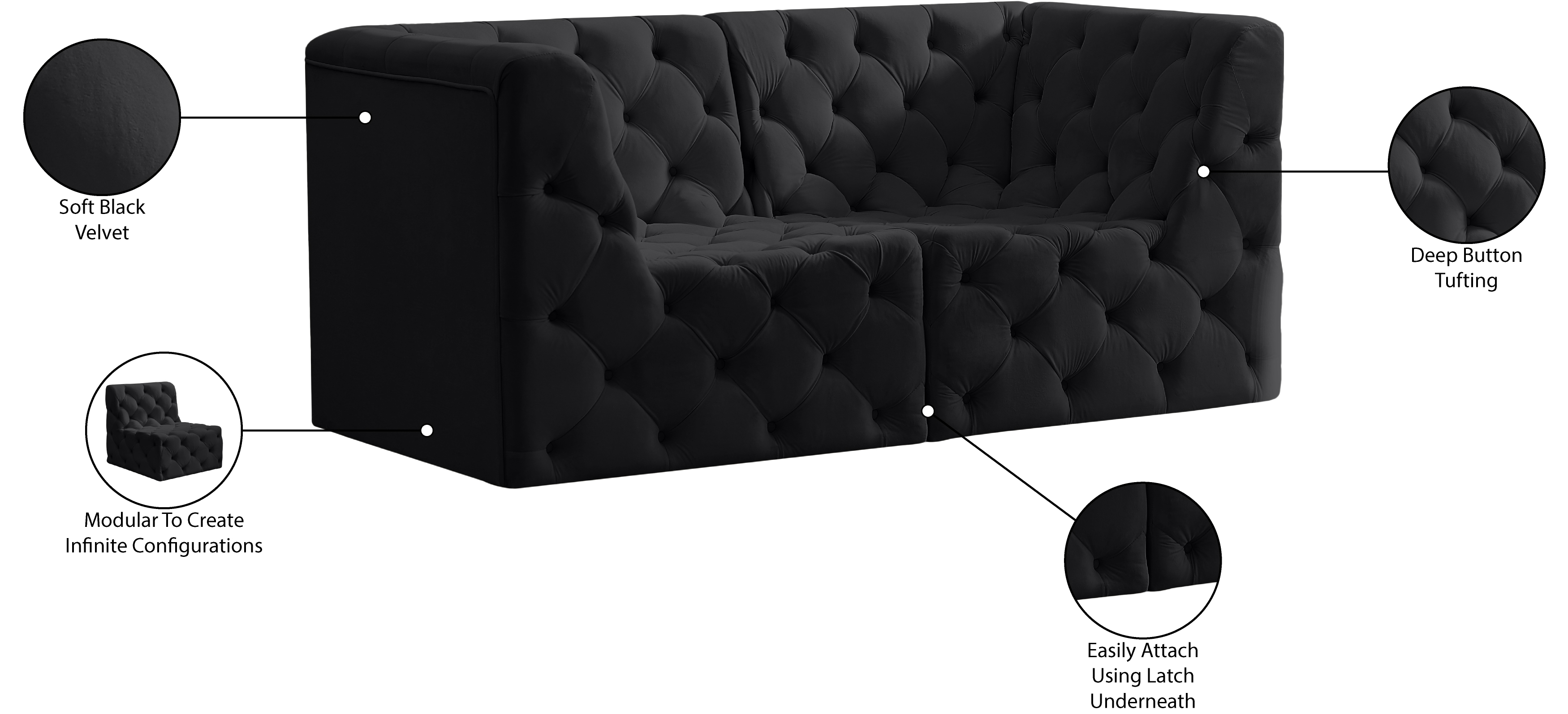 Tuft 70" Velvet Modular Sofa