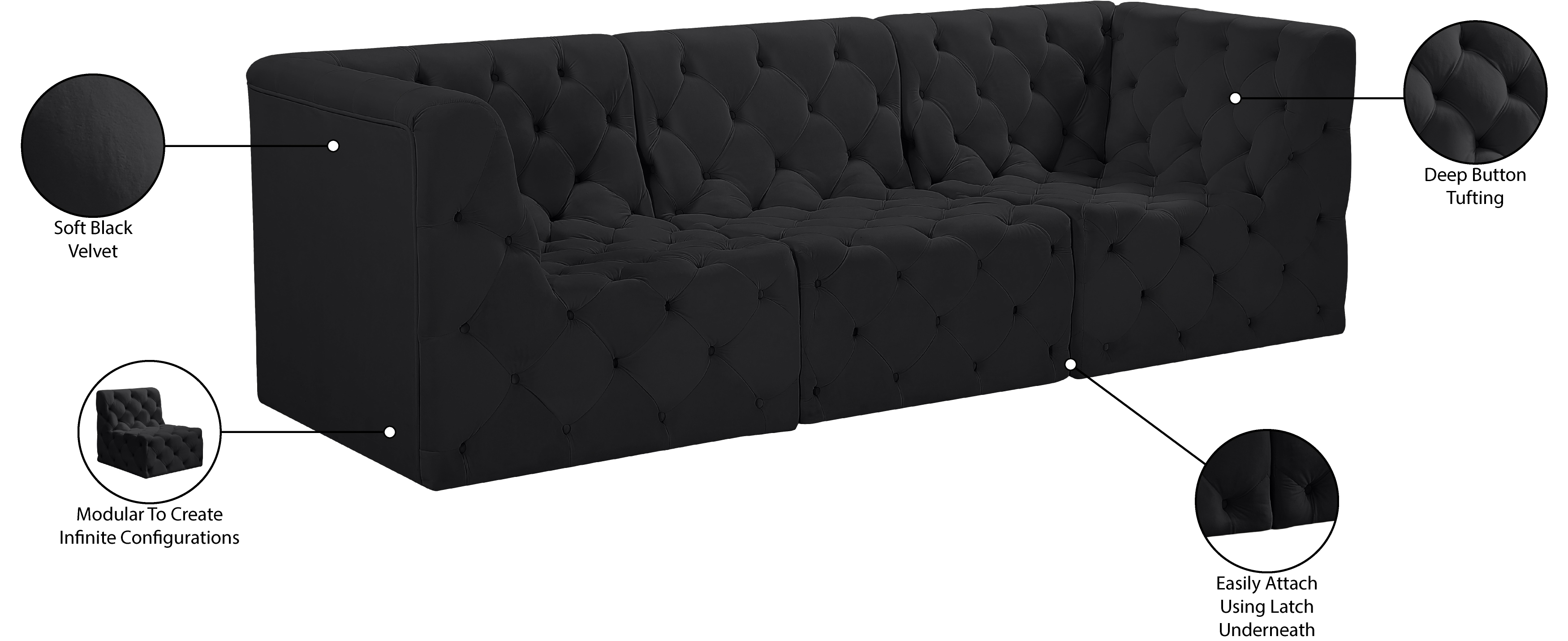 Tuft 99" Velvet Modular Sofa