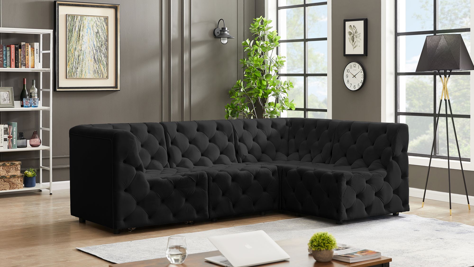 Tuft 99" 4-Piece Velvet Modular Sectional