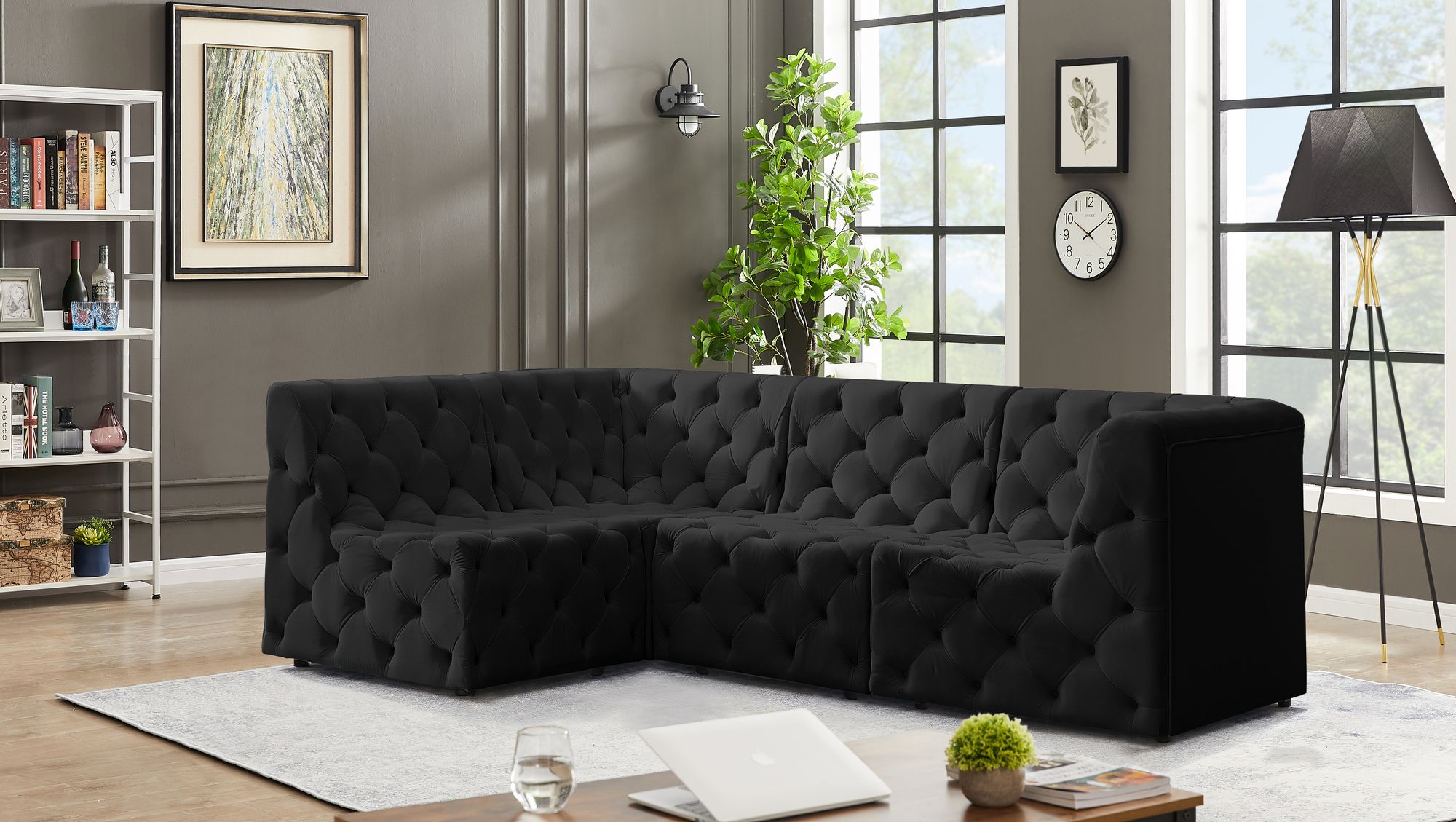 Tuft 99" 4-Piece Velvet Modular Sectional
